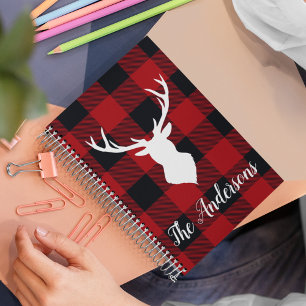Red Buffalo Plaid & Deer   Personal Name Gift Notebook