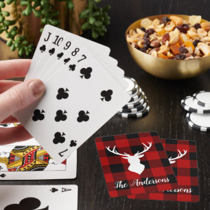 Red Buffalo Plaid & Deer   Personal Name Gift Playing Cards