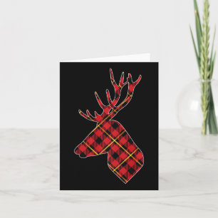 Red Buffalo Plaid Deer Reindeer Head Christmas Hun Card