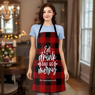 Red Buffalo Plaid“Eat, Drink & Be Merry" Apron