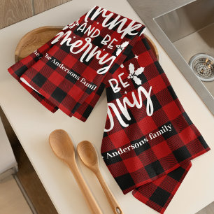 Red Buffalo Plaid “Eat, Drink & Be Merry” Tea Towel