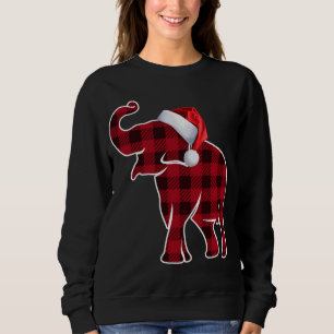Red Buffalo Plaid Elephant Christmas Pyjamas Famil Sweatshirt