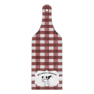 Red Buffalo Plaid Farm Cow Cutting Board