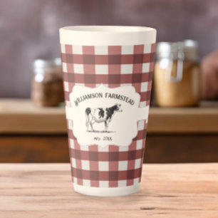 Red Buffalo Plaid Farm Cow Latte Mug