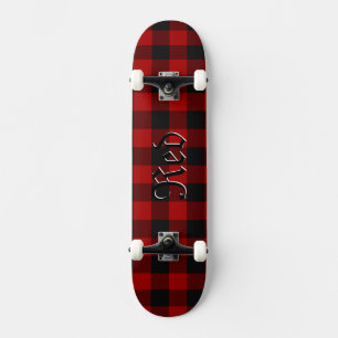 Red Buffalo Plaid Geometric Sport Deck Skateboard