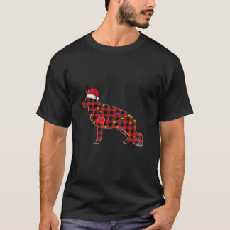 Red Buffalo Plaid German Shepherd Santa Christmas  T-Shirt