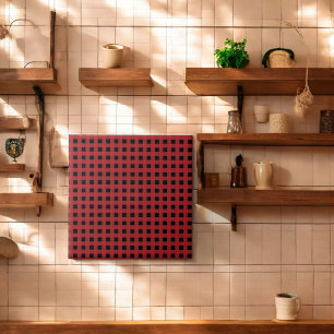 Red Buffalo Plaid Holiday Ceramic Tile