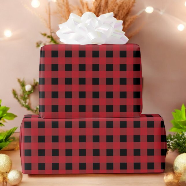 Red Buffalo Plaid Holiday Christmas Wrapping Paper (Creator Uploaded)