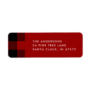 Red Buffalo Plaid Holiday Return Address Label