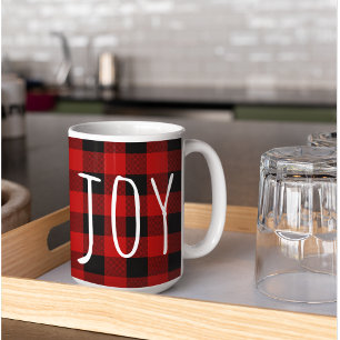 Red Buffalo Plaid & Joy   Happy Holiday Coffee Mug