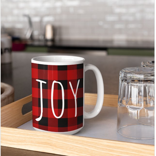 Red Buffalo Plaid & Joy | Happy Holiday Coffee Mug (Creator Uploaded)