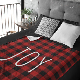 Red Buffalo Plaid & Joy   Happy Holiday Sherpa Blanket