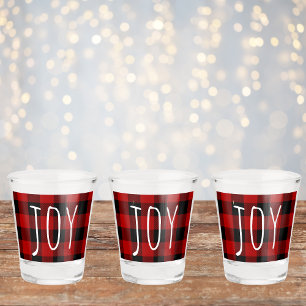 Red Buffalo Plaid & Joy   Happy Holiday Shot Glass
