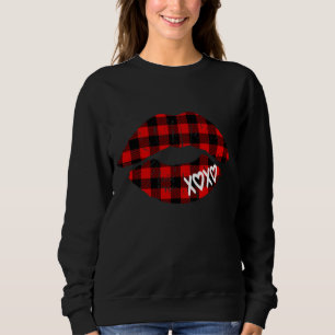 Red Buffalo Plaid Lips T Shirt Valentine Day XOXO