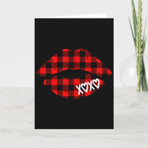 Red Buffalo Plaid Lips T Shirt Valentine Day Xoxo Card