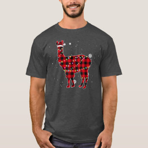 Red Buffalo Plaid Llama Christmas Pyjamas Xmas Tre T-Shirt