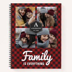 Red Buffalo Plaid Lumberjack Family Photo Collage Notebook