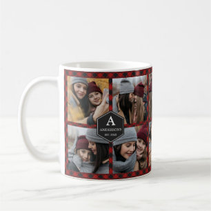 Red Buffalo Plaid Lumberjack Photo Collage Coffee Mug