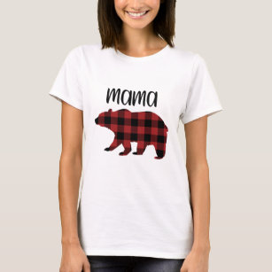 Red Buffalo Plaid Mama Bear Holiday Gift T-Shirt