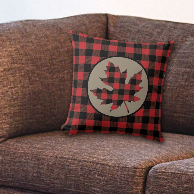 Red Buffalo Plaid Maple Leaf Cushion (Creator Uploaded)