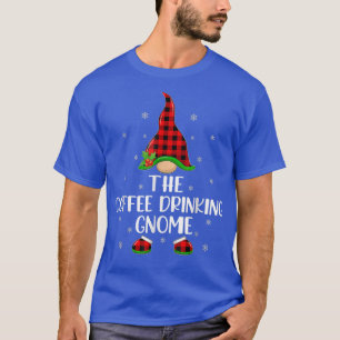 Red Buffalo Plaid Matching Coffee Drinking Gnome C T-Shirt