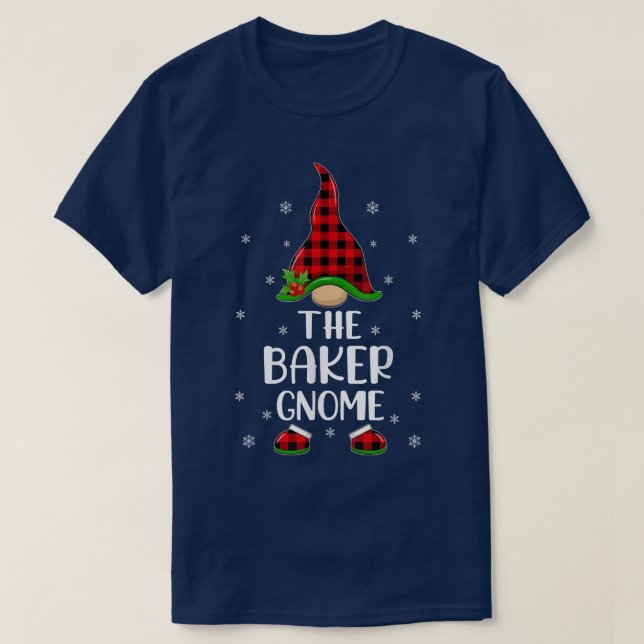 Red Buffalo Plaid Matching The Baker Gnome Christm T-Shirt (Design Front)