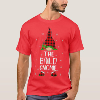 Red Buffalo Plaid Matching The Bald Gnome Christma T-Shirt