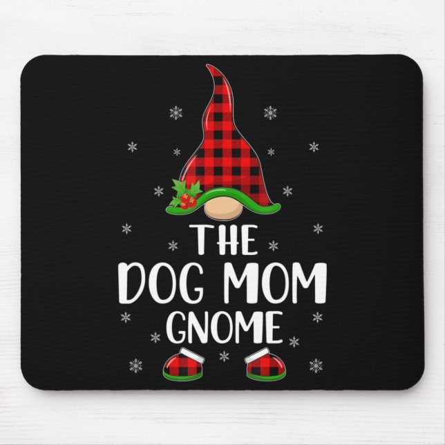 Red Buffalo Plaid Matching The Dog Mum Gnome Chris Mouse Pad (Front)