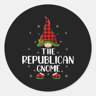 Red Buffalo Plaid Matching The Republican Gnome Ch Classic Round Sticker