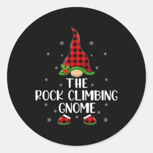 Red Buffalo Plaid Matching The Rock Climbing Gnome Classic Round Sticker