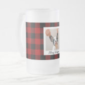 Red Buffalo Plaid & Merry Woofmas With Dog Photo Frosted Glass Beer Mug (Front Left)