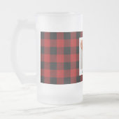 Red Buffalo Plaid & Merry Woofmas With Dog Photo Frosted Glass Beer Mug (Left)