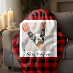 Red Buffalo Plaid & Merry Woofmas With Dog Photo Sherpa Blanket<br><div class="desc">Red Buffalo Plaid & Merry Woofmas With Dog Photo</div>