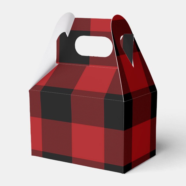 Red Buffalo Plaid Modern Rustic Country Party Favour Box (Front Side)