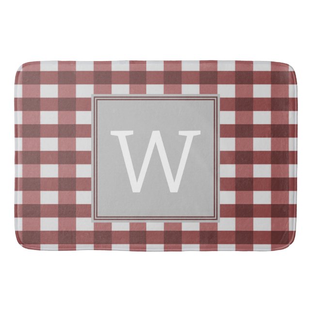 Red Buffalo Plaid Monogram Bath Mat (Front)