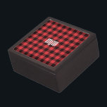 Red Buffalo Plaid Monogram Gift Box<br><div class="desc">Red Buffalo Plaid</div>