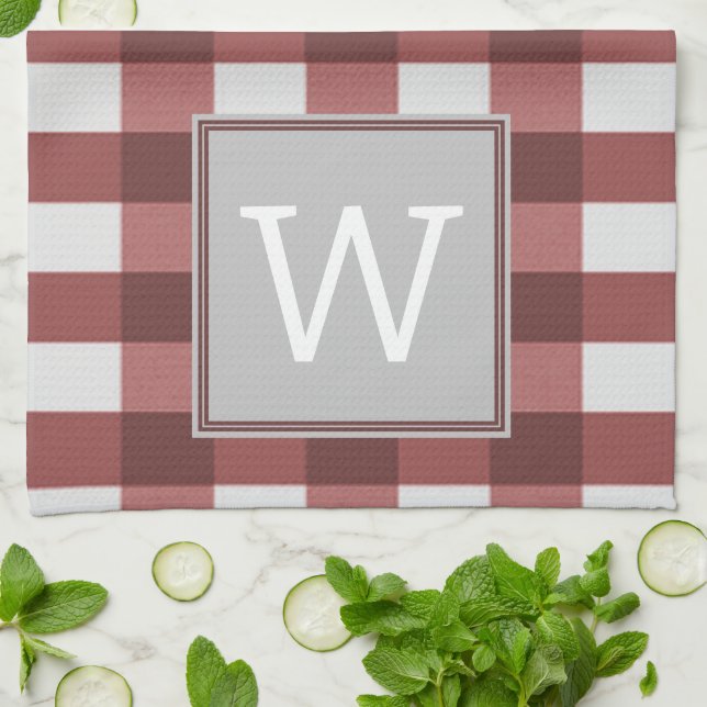 Red Buffalo Plaid Monogram Towel (Folded)