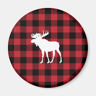 Red Buffalo Plaid Moose Magnet