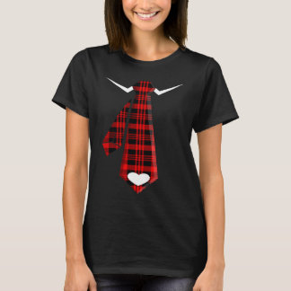 Red Buffalo Plaid Neck Tie For Valentine's Day Kid T-Shirt