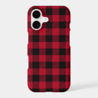 Red Buffalo Plaid on Black Pattern Rustic