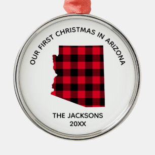 Red Buffalo Plaid Our 1st Christmas in Arizona Metal Ornament