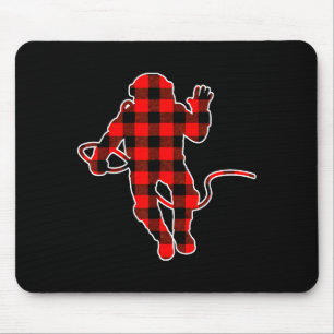 Red Buffalo Plaid Pajama Astronaut Christmas Mouse Pad
