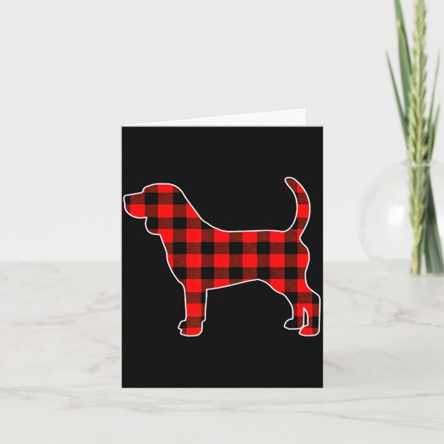 Red Buffalo Plaid Pajama Beagle Christmas Dog Love Card (Front)