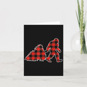 Red Buffalo Plaid Pajama Bigfoot Christmas Card