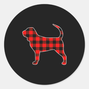 Red Buffalo Plaid Pajama Bloodhound Christmas Dog  Classic Round Sticker