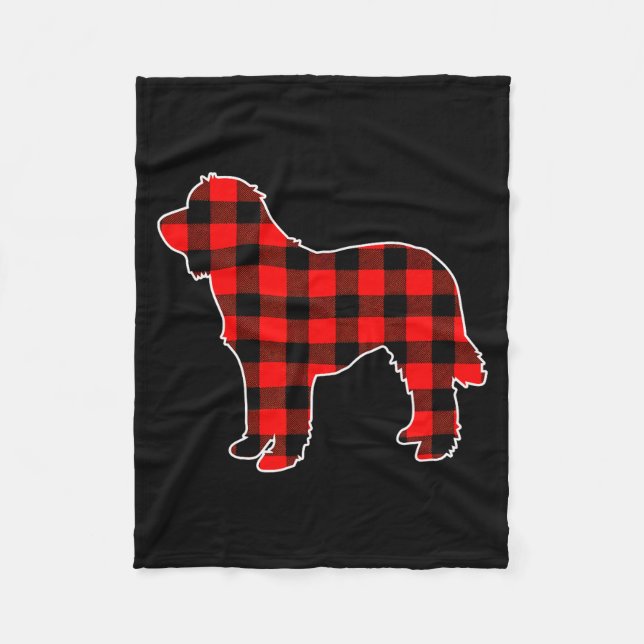 Red Buffalo Plaid Pajama Doodle Christmas Dog Love Fleece Blanket (Front)