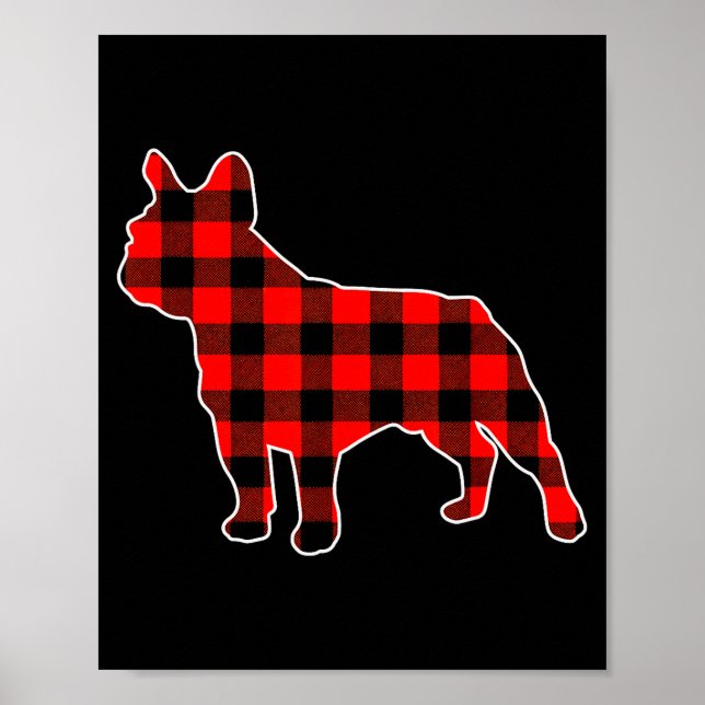 Red Buffalo Plaid Pajama Frenchie Christmas Dog Lo Poster (Front)