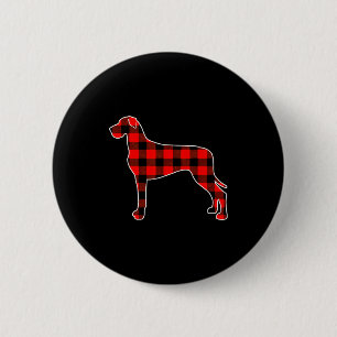 Red Buffalo Plaid Pajama Great Dane Christmas Dog  6 Cm Round Badge