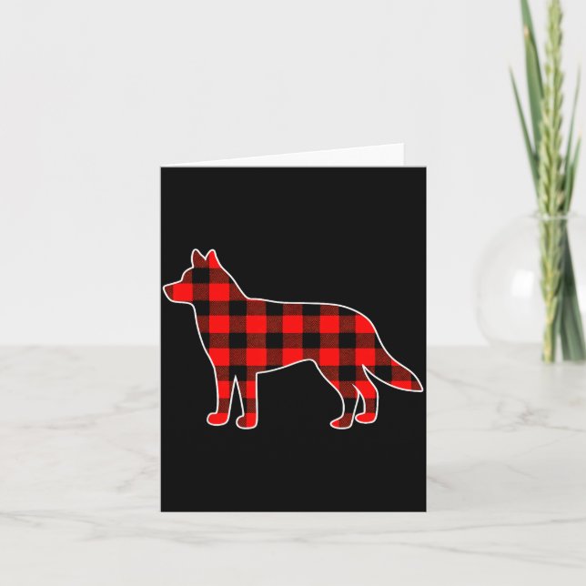 Red Buffalo Plaid Pajama Husky Christmas Dog Lover Card (Front)