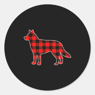Red Buffalo Plaid Pajama Husky Christmas Dog Lover Classic Round Sticker